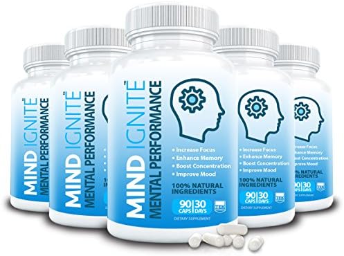 6 Mind Ignite™ Mental Performance, 16 Ingredients - Extra Strength Nootropic Brain Supplement for Focus, Energy, Memory, Clarity, Concentration & More - Scientifically Formulated Brain Booster