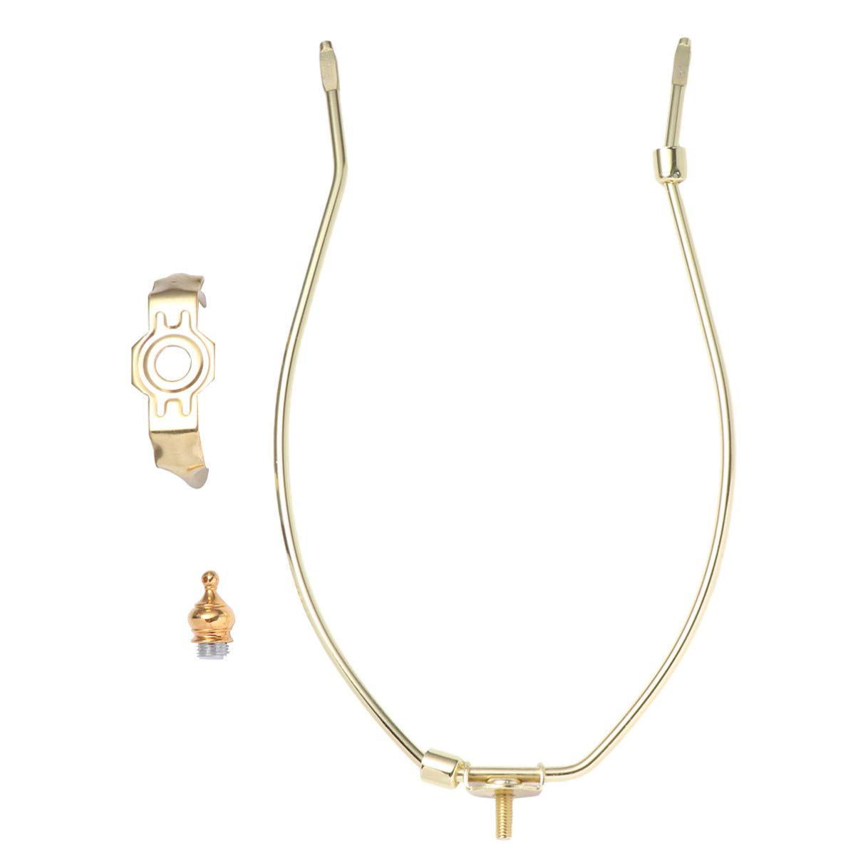 OSALADI 2 Packs Lamp Shade Harps Holder, 10 inch Horn Frame Lampshade Bracket, DIY Lighting Accessories for Table Lamp Floor Light Fitting (Golden)