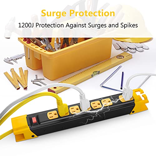 Heavy Duty Power Strip,7 Outlets Metal Power Strip,Outdoor Surge Protector,Industrial Power