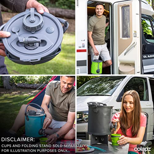 Colapz 8L 2-in-1 Collapsible Water Container with Tap & Lid – BPA-Free Camping Water Carrier & Folding Bucket – Portable Camping Water Dispenser for Caravan, Campervan & Outdoor Use
