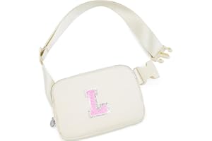 JLDLAI Girls Belt Bag Fanny Pack for Kids Crossbody Bags with Initials Letter Patch Cute Stuff 10 Year Old Girl Birthday Gifts Trendy Stuff for Teens | Cream Bag L