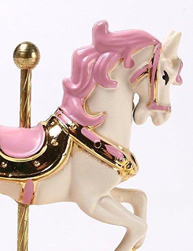 HoneyGifts Luxury Carousel Music Box, Happy Pony Design, for Kids (Pink & Gold)