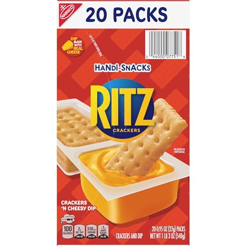 HANDI-SNACKS RITZ CRACKERS ‘N CHEESY DIP SNACK PACKS, 20 SNACK PACKS