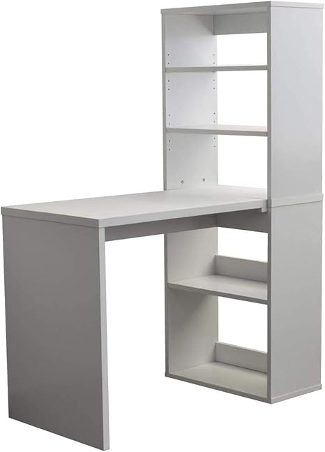 Amazon Co Jp 学習机 学習デスク パソコンデスク L字型 三角 本棚付き デスク Pcデスク 書斎机 ハイタイプ 収納 木製 ホワイト Tcp369 C Wh ホーム キッチン