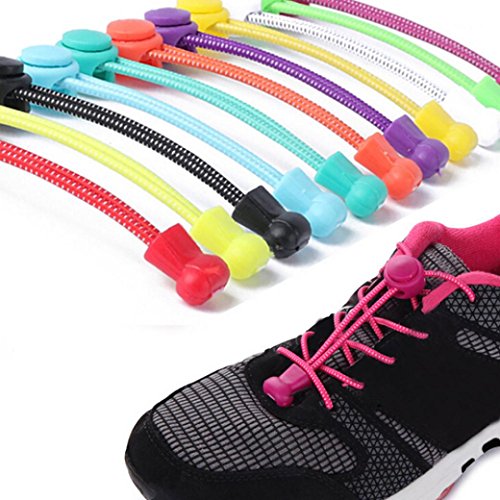 image for No Tie Shoelaces,SMYTShop Elastic Round Laces with Lock for Athletes,A