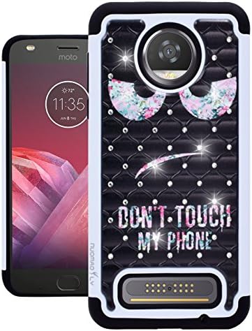 Moto Z2 Force Case, Nuomaofly [Creative] Studded Rhinestone Crystal Bling Hybrid Armor Defender Protective Case Cover for Motorola Moto Z2 Force Edition (Black)
