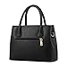 Covelin Women's Top-handle Cross Body Handbag Middle Size Purse Durable Leather Tote Bag Black