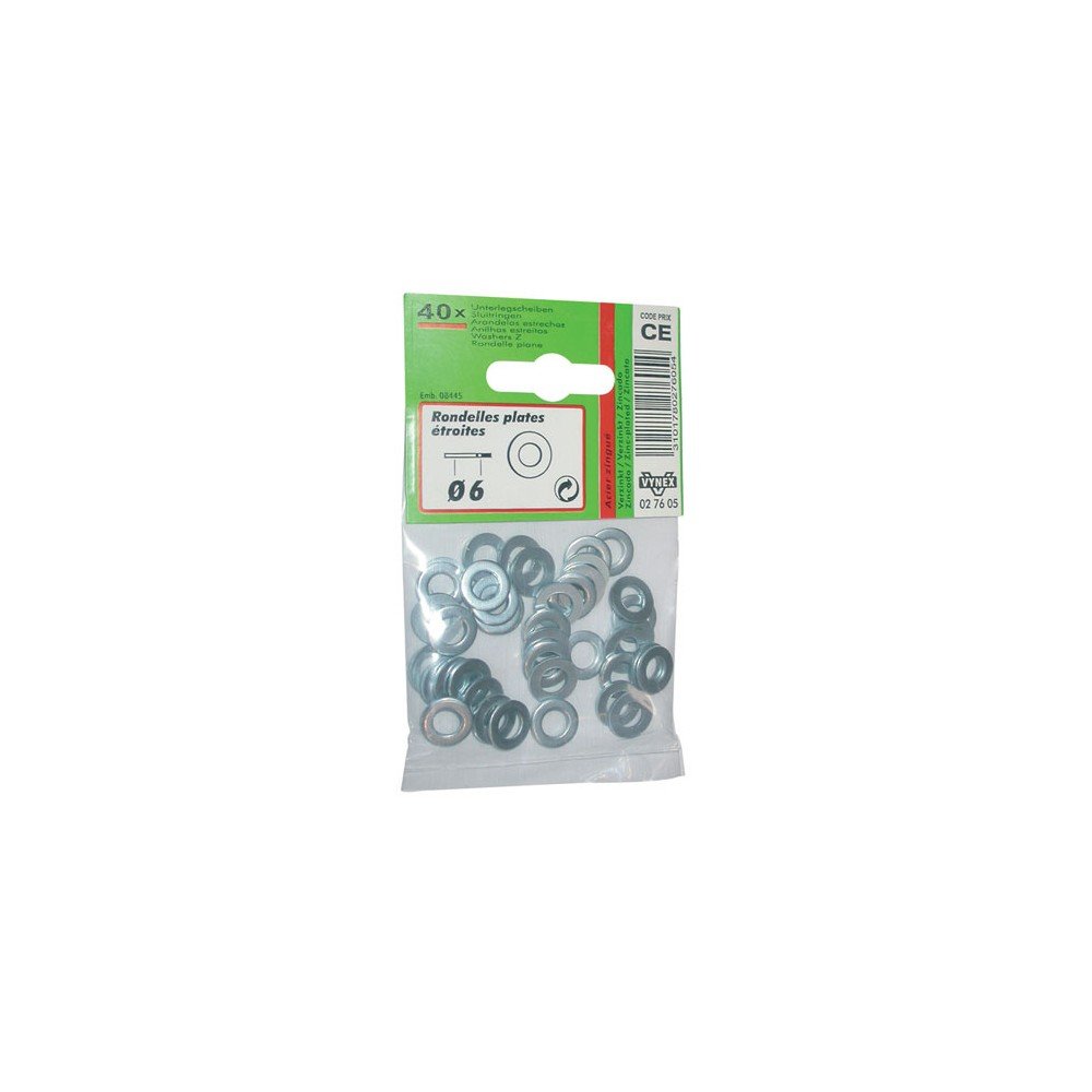VYNEX 3101780276054 Narrow Flat Washer D.6 CP:1, Grey, One Size