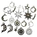 80 PCS Sun Moon Star Charms Collection - Mixed Antique Silver Bronze Metal Alloy Pendants for Jewelry Making DIY Findings (HM81)