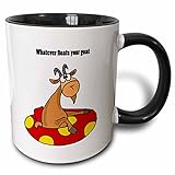 3dRose Funny Goat in Innertube Says Whatever Floats Your Goat Two Tone Black Mug, 11 oz, Black/White