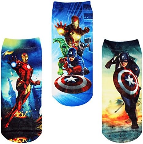 Kid's No Show Socks, Invisible Cute Children Unisex Socks (L Size (6 ~ 9 years), The Avengers)