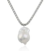 15-16mm Large Freshwater Cultured Baroque Pearl Pendant Necklace for Women, 18"