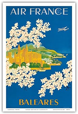 Islas Baleares - Balearic Islands, Spain - Cathedral of Santa Maria of Palma, Mallorca - France - Vintage Airline Travel Poster by Lucien Boucher c.1951 - Master Art Print - 12in x 18in