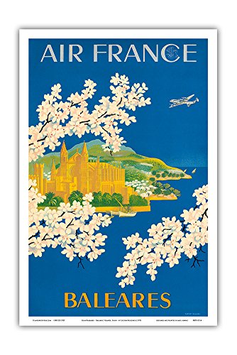 Islas Baleares - Balearic Islands, Spain - Cathedral of Santa Maria of Palma, Mallorca - France - Vintage Airline Travel Poster by Lucien Boucher c.1951 - Master Art Print - 12in x 18in