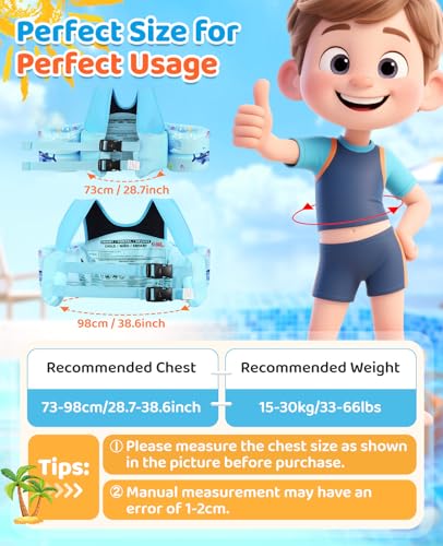 HeySplash Swim Vest for Kids, Toddler Pool Floaties Fit 22-30-40-50-60-66 Lbs, Children Puddle Swimming Jumper Jacket with Safety Buckle, Water Wing Arm Pool Float for Boat Swim Trainer Boy Girl 3-5-6