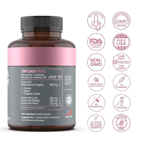 Beef Organ Supplement for Women | Supports Hormone Balance | Ovary, Uterus & Reproductive Nourishment + Liver, Kidney & Heart for Cycle Harmony, Mood Ease & Feminine Energy | 90 Day Supply