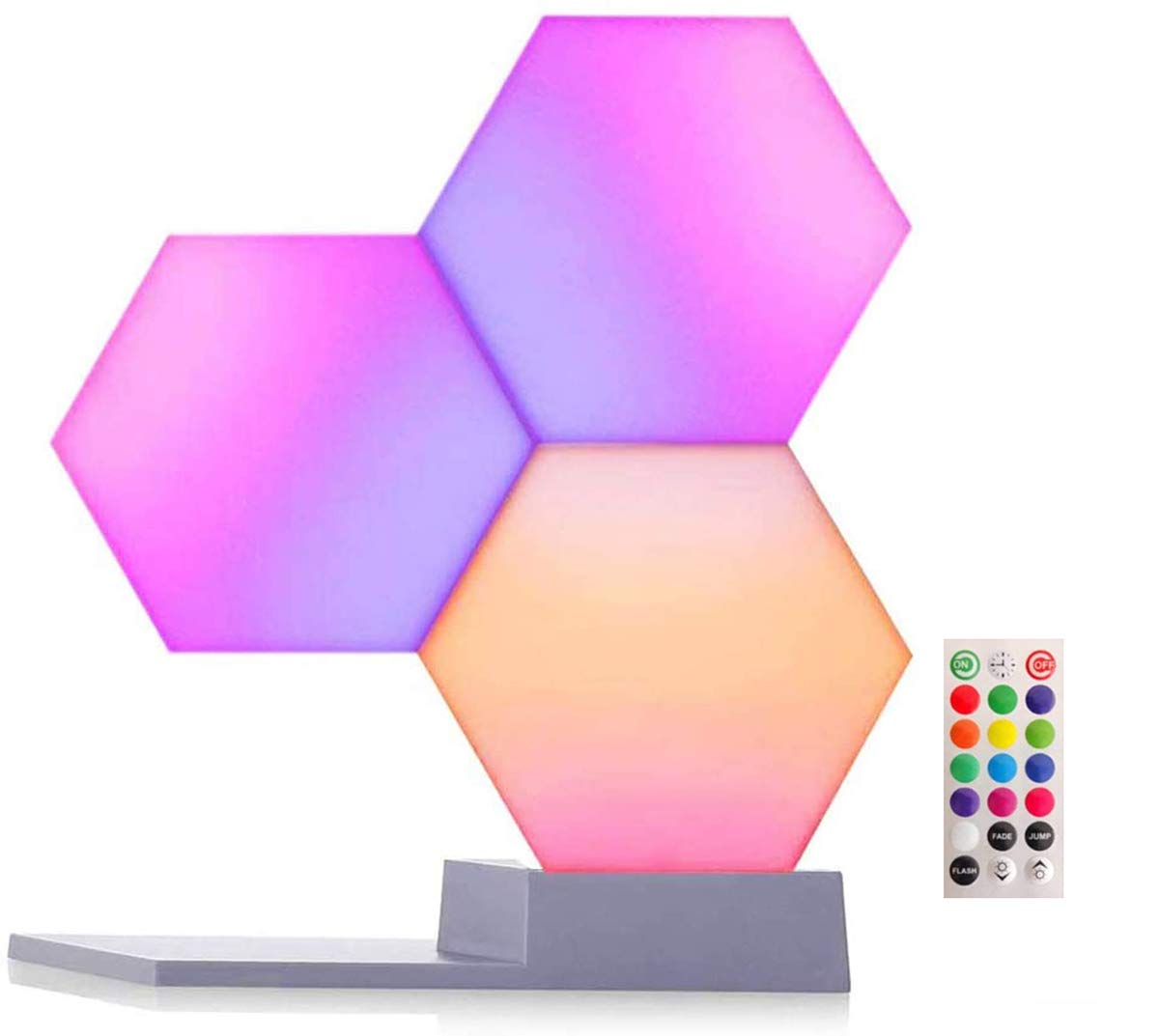MAKINGTECCreative Smart Touch Led Wall Light Removable Hexagonal DIY Geometry Splicing Hex Light Honeycomb Hallway Night Light for Home Office Hotel (3-Pack Starter Kit Not Include Lamp Holder)