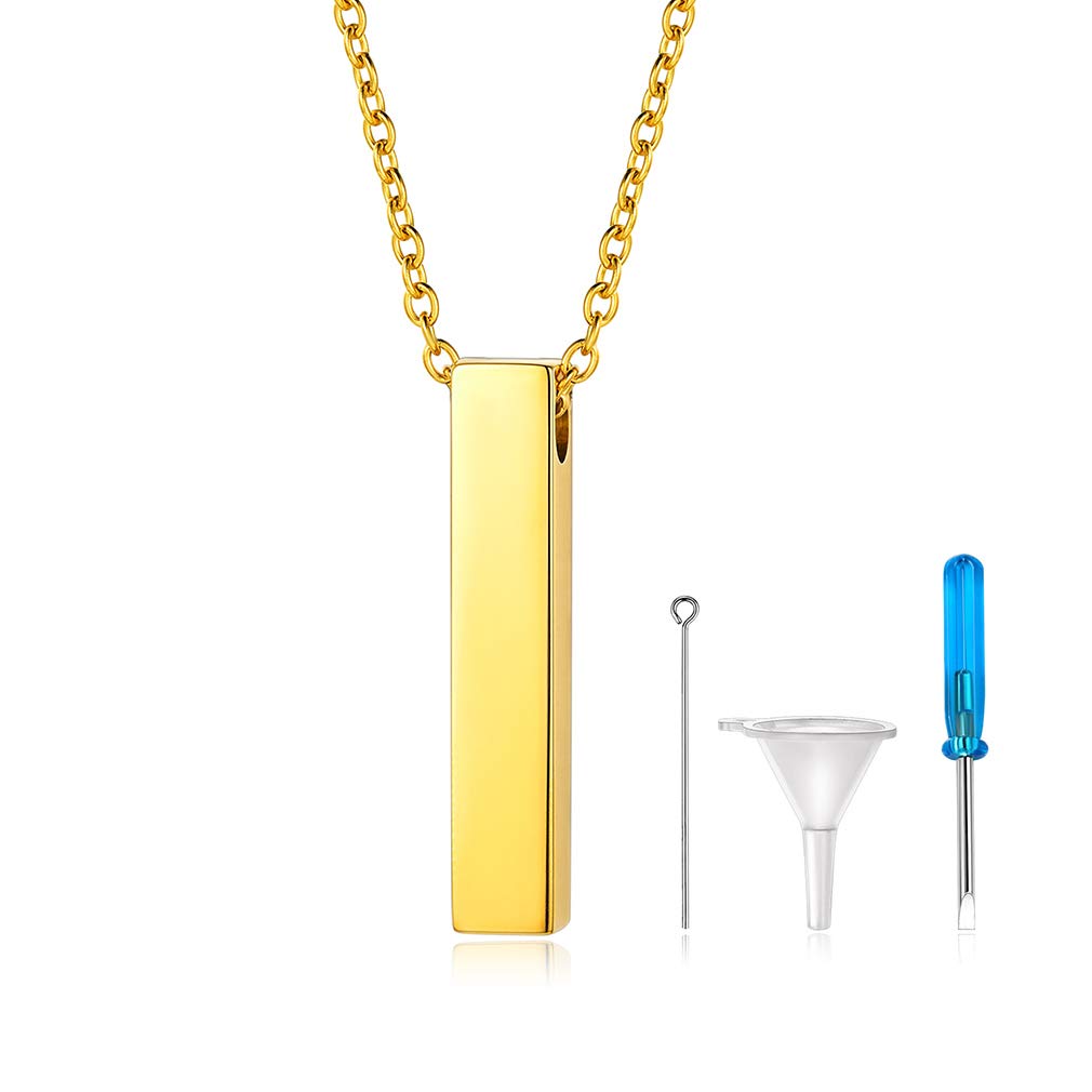 Mens Cremation Jewellery for Ashes 18K Gold Plated Pet Memorial Keep Sake Cube Cremation Necklaces for Girls Boys