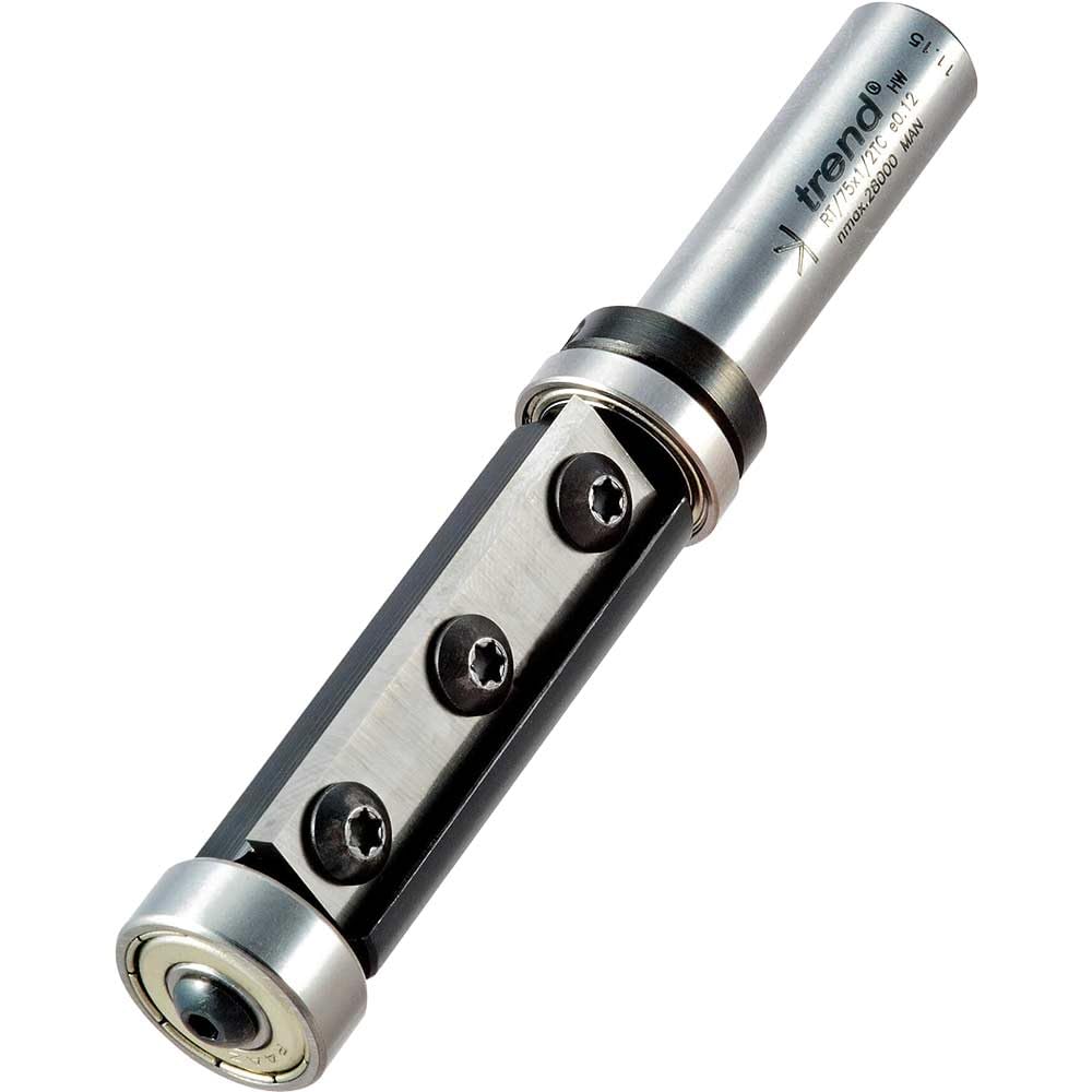Trend Professional Rota-Tip Double Guided Two Flute Router Cutter, 1/2 Inch Shank, 19.1mm Cut Diameter & 50mm Cut Length, RT/75X1/2TC