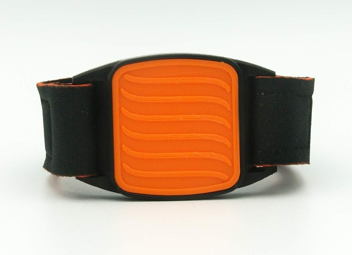 Protective Armband for Freestyle Libre Sensor, Sports Style - Wave Design (Orange & Black) (XL)