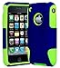 iPhone 3 Phone Case, Bastex Heavy Duty Hybrid Soft Green Silicone Gel Cover Hard Navy Blue Mesh Case for iPhone 3, 3G, 3S, 3GS