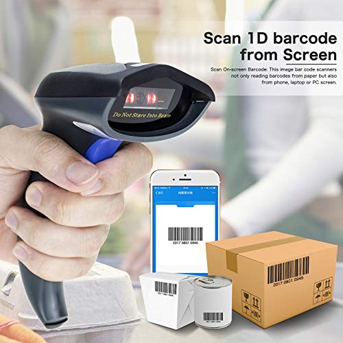 NETUM Wireless CCD Barcode Scanner - Handheld Cordless 1D Bar Code Reader 2.4G Wireless and USB Wired Scan on Mobile Payment Screen Laptops PC Computer for POS System Supermarket Retail Inventory