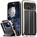 Galaxy S8 Wallet Case, Vena [vCommute][Military Grade Drop Protection] Flip Leather Cover Card Slot Holder with KickStand for Samsung Galaxy S8 (Gold / Black)