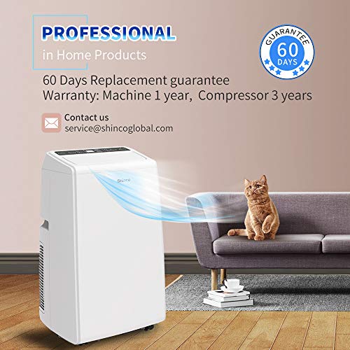 Shinco SPS5-12C 12,000 BTU Portable Air Conditioner Cool Fan Quiet Dehumidifier for Rooms Up to 400 Sq.Ft. LED Display, Remote Control, White