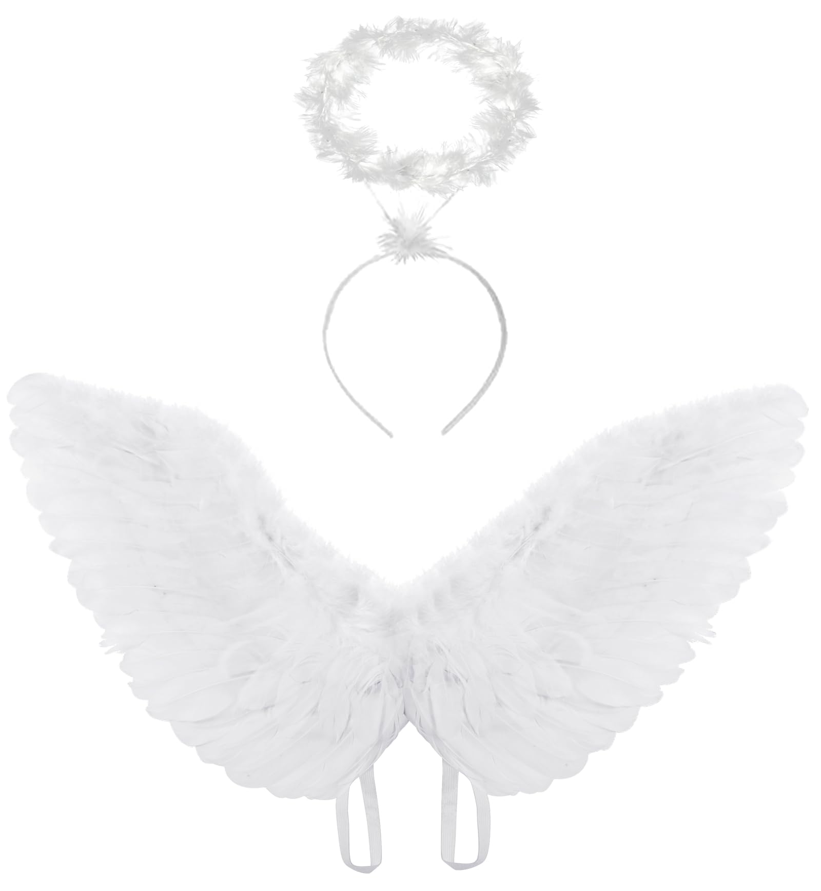 Photo 1 of *** SEE CLERK COMMENTS*** Doxrmuru Angel Costume Wings and Halo Angel Feather Wings for Kids Girls Women Halloween Cosplay (White)