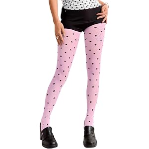 EHSUYAB Women Polka Dot Sheer Tights Funky Patterned Pantyhose | 2000s Retro Cute Style, High Waisted Nylon Stockings, Club R