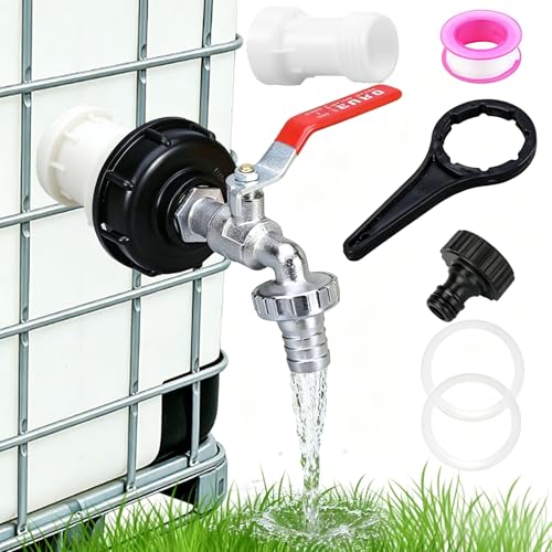 1000L 3/4" Brass IBC Tank Adapter, IBC Container Accessories, with Drum Cap Wrenches, for Faucet Garden Irrigation Hoses Accessories Tap Adapter