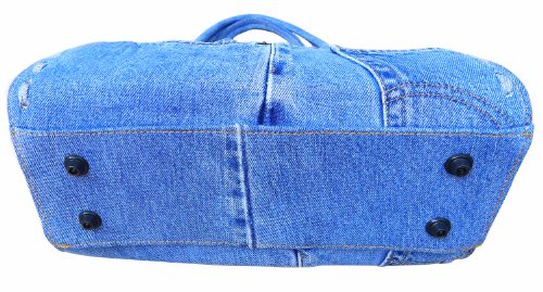 BDJ Classic Blue Denim Jean Doctor Style with Hand Stitching Edge Women Handbag