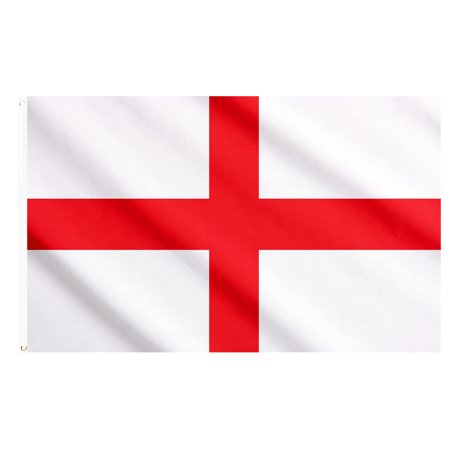 AhfuLife 2pcs England St Georges Flag for St. George's Day Decorations, 5ft x 3ft Large Flags Double Side with Brass Eyelets for Rugby Football World Cup Six Nations Garden Street Party Decor