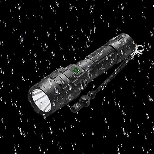 POVAST 5 Modes Tactical Flashlight with Mount, 1000 Lumens USB Rechargeable LED Hunting Torch Light with Wrist Strap, Super Bright, Pressure Switch Tail, Matte Black