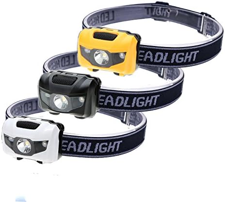 3-Pack Waterproof LED Headlamp (White and Red Lights), 4 Light Modes Lightweight Headlight for Running, Hiking, Hunting, Fishing, Camping