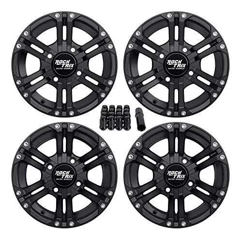 RockTrix RT101 12in ATV Wheels 4x110 Rims 12x7 5+2 F and 2+5 R