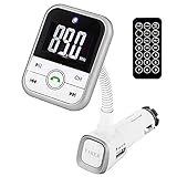 YAKER Bluetooth FM Transmitter, Wireless Radio Adapter/ FM Modulator/ Car Charger/ MP3 Player/ Remote Control/ Handsfree Calling for iPhone7s/7/7 Plus,iPad,Samsung Galaxy (Silver)