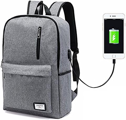 Laptop Backpack,Business Computer Backpack for Men and Women Lightweight Slim Travel College School Backpack Bags with USB Charging Port Fits 15 inch Notebook (Grey)