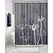 iDesign Thistle Fabric Shower Curtain, Modern Resistant Bath Curtain for Master Bathroom, Kid's Bathroom, Guest Bathroom, 72 x 72 Inches, Gray and Purple