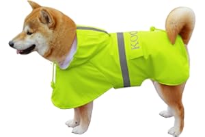 KOOGAL Dog Raincoat Apparel Poncho Waterproof Dog Clothes,Pet Jacket Dog Raincoats,Dog Raincoats for Small to Medium Sized Dogs(Fluor-Yellow,3XL)