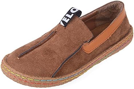 Huanyoo Women Casual Suede Penny Loafer Slip-on Walking Shoes Brown US 7.5