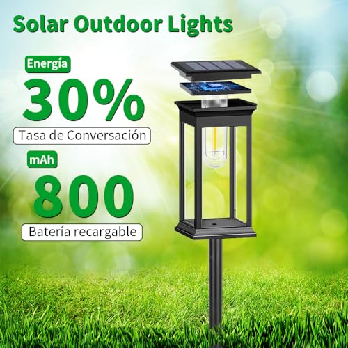 JESWO 4PCS Lamparas Solares Exterior Jardin | Automático Lámpara de Tungsteno de Alta Luminosidad, Impermeables IP65 Luces Solares para Jardin, Césped