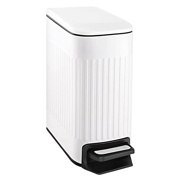 TIPGO SLIM BATHROOM TRASH CAN WITH LID SOFT...