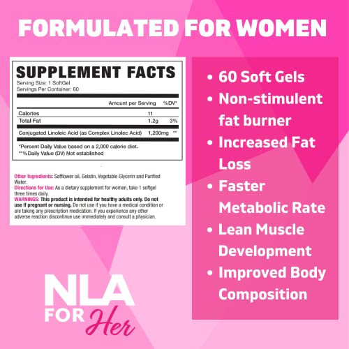 NLA For Her CLA, 1200 mg, 60 Count No Caffeine or Stimulants, Aids in