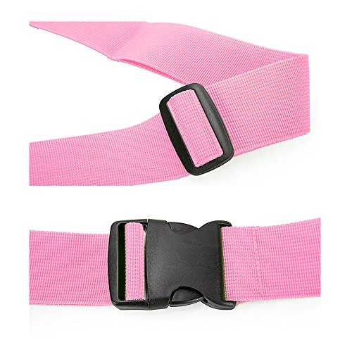 Hibate Adjustable Luggage Strap Suitcase Straps Bag Belt Travel Accessories - Pink, 4 Pack - Thumbnail 2