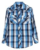 Gioberti Boys Casual Western Plaid Long Sleeve Pearl Snaps Shirt