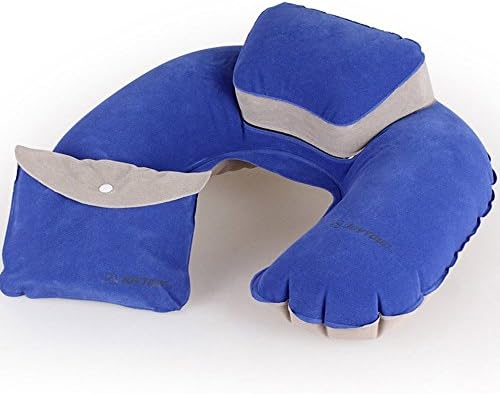 Neck pillow - Joytour folding portable neckroll neck pillow inflatable flocking U neck pillow for Camping Travel Bureau Avion Hotel (blue)