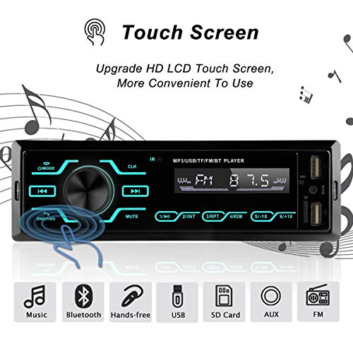Autoradio-Bluetooth-1-DIN-Radio-de-Coche-con-microfono-Integrado-estereo-Compatible-con-USBTFSDAUX-Reproductor-Multimedia-de-MP3-para-Coche-con-5-Luces-de-Colores