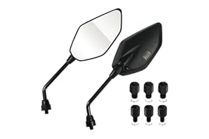evermotor 2 PCS Universal Motorcycle Mirrors: 360° Adjustable Moped Side Mirrors with M8 M10 Handlebars Rear View Mirror for Honda, ATV, Scooters, Cruisers, Polaris Sportsman, Dirt Bike