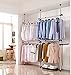 Goldcart Portable Indoor Garment Rack Tools Free DIY Coat Hanger Clothes Wardrobe 3 Poles 4 Bars. Heavy Duty Stainless Steel Poles and Bars. 60kg Loading Per Horizontal Bar. Free Reach Hook.[3204]